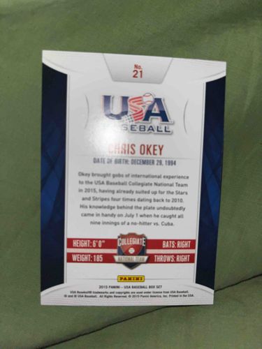2015 Panini USA Baseball Chris Okey Trading Card #21