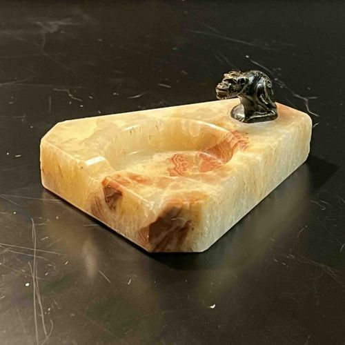 Marble Ashtray with Monkey Figurine