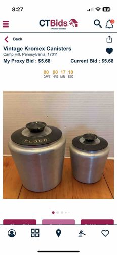 Vintage Kromex Canisters (Flour and Smaller Assorted)