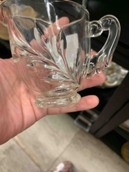 Clear Glass Creamer with Leaf/Feather Motif