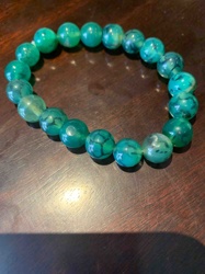 Green Dragon Vein Agate Beaded Stretch Bracelet (Presumed)