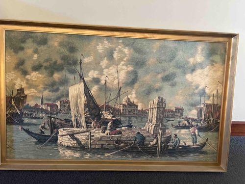 Framed Venetian Canal Scene Print