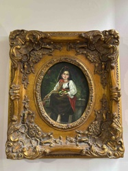 Framed print of a girl with apples