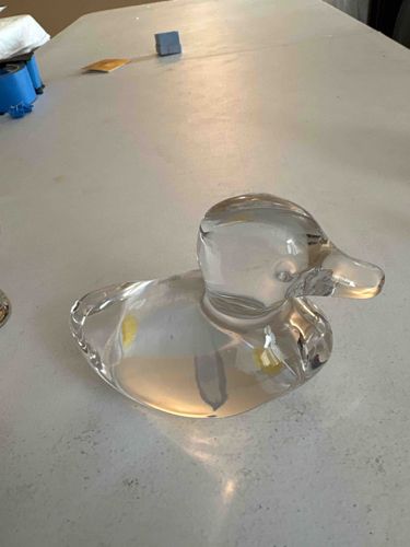 Modernist Clear Glass Duck Figurine