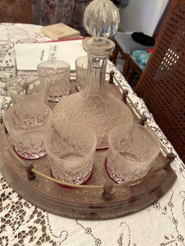 Vintage Glass Decanter Set with Tray