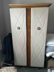 Mid-Century Modern Wardrobe with Upholstered Doors