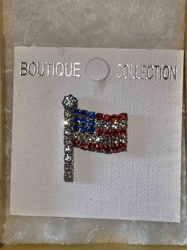 American Flag Rhinestone Pin