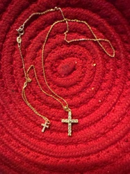 Gold Chain with Two Cross Pendants