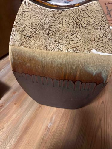 Glazed Ceramic Decorative Vase with Craquelure Finish