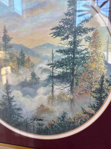 Framed Misty Forest Landscape Print