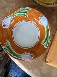 Hand-Painted Ceramic Scallion/Spring Onion Serving Bowl