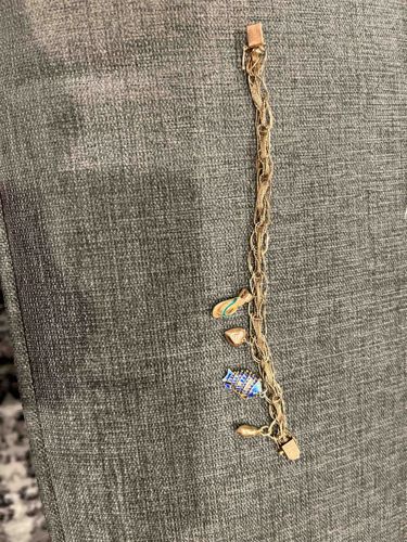 Multi-strand Gold-Tone Charm Bracelet with Enamel Charms