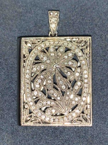 Diamond-Accented Rectangular Locket Pendant