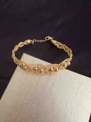 Gold Plated Braided Bracelet with Beaded Accents