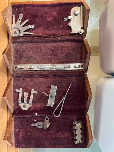 Antique Singer Sewing Machine Attachment Case and Accessories