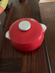 Red Mid-Century Modern Style Lidded Casserole Dish