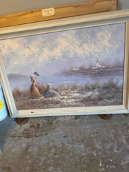 Riverside Stroll with Figures Painting