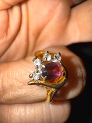 Gold Filled Amethyst and White Sapphire Ring