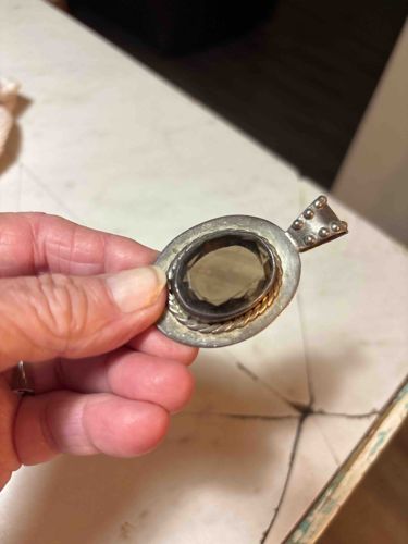 Mexican Silver and Smoky Quartz Pendant