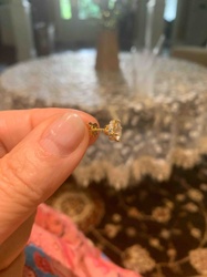 Gold-Toned Stud Earring with faceted clear gemstone