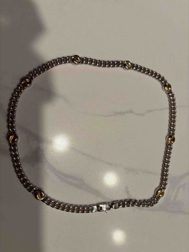 Sterling Silver and Gold Accent Curb Link Necklace