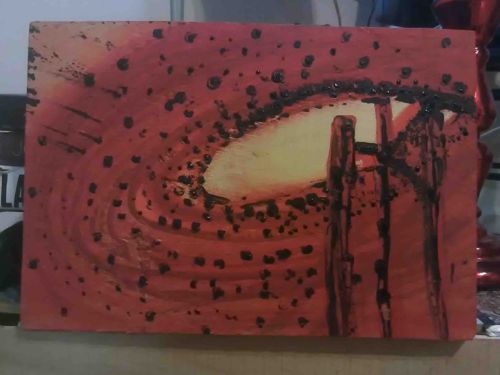 Untitled Abstract Mixed Media Painting on Wood Panel