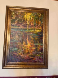 Impressionist Style Pond Landscape Painting
