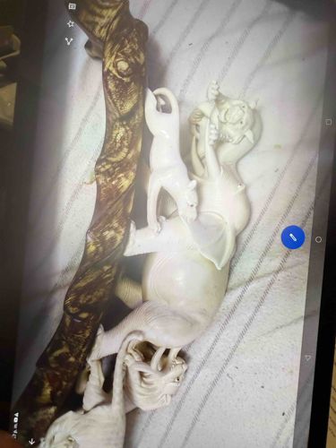 Ivory and Wood/Horn Carving of Tigers