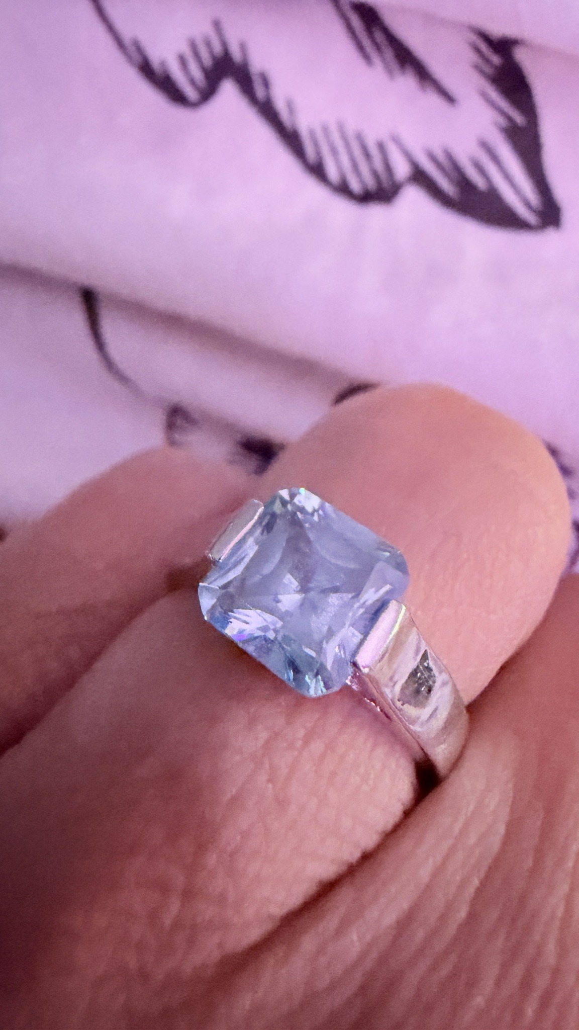 Submitted photo of Silver-tone gemstone ring (unverified metal and stone)