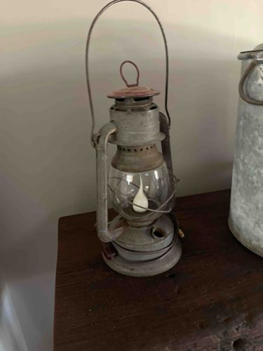 Vintage Galvanized Metal Oil Lantern