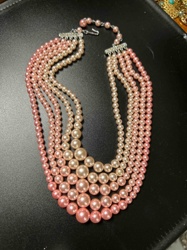 Vintage Multi-Strand Graduated Faux Pearl Necklace (Japan)