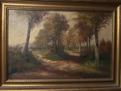 Autumnal Forest Path Oil Painting