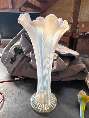 Opalescent Fluted Art Glass Vase