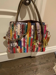 Patchwork Leather and Snakeskin Tote Bag