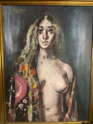 Portrait of a Young Woman with Floral Shawl by Rouchard (1980)