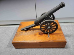 Decorative Cannon Model on Wooden Base