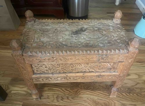 Hand-Carved South Asian Wooden Chest
