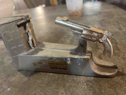 Vintage Mechanical Toy Bank with Gun and Bank Teller