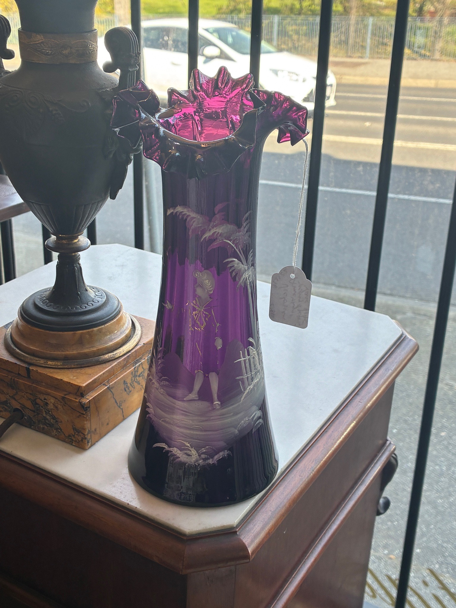 Submitted photo of Victorian purple glass jack-in-the-pulpit vase