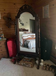 Carved Wood Cheval Mirror