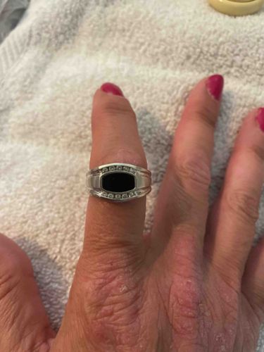 Men's Black Onyx and Diamond/CZ Accent Ring