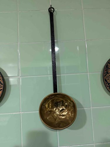 Forged Iron and Brass Fireplace Utensil (Possibly a Ladle or Coal Scuttle)