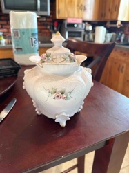 Acton China Hand-Painted Covered Jar with Floral Motifs