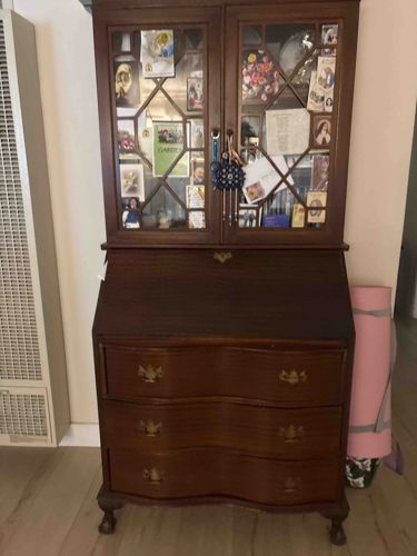 Secretary Desk with Glass-Front Hutch