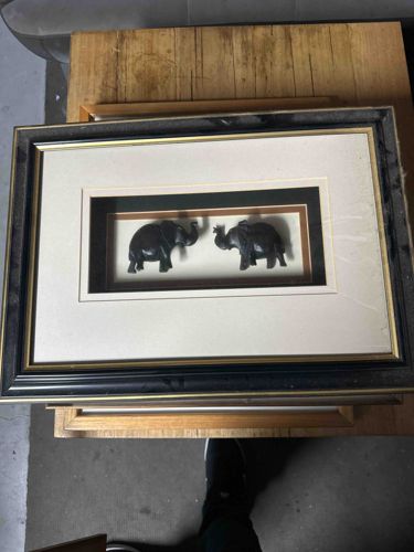 Framed Elephant Sculptures