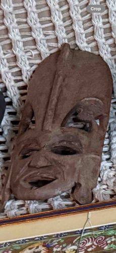 African Tribal Face Mask with Bird Motif