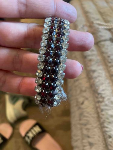 Vintage Multi-Row Red and Clear Rhinestone Bracelet
