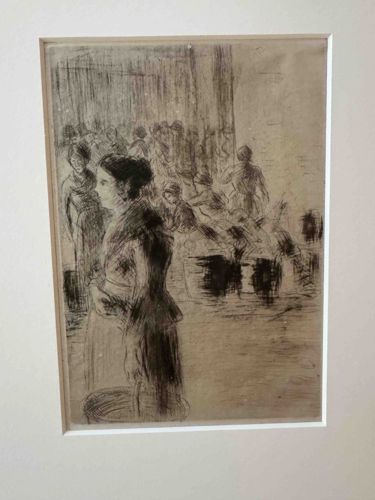 Unframed Print of an Interior Scene (possibly by Camille Pissarro)