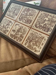 Framed Decorative Tile Panel with Historical Scenes