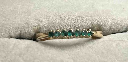14K Yellow Gold Emerald Half-Eternity Band Ring